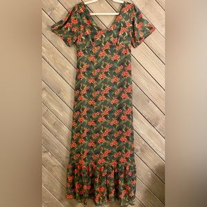 Melloday short sleeve floral maxi dress, M